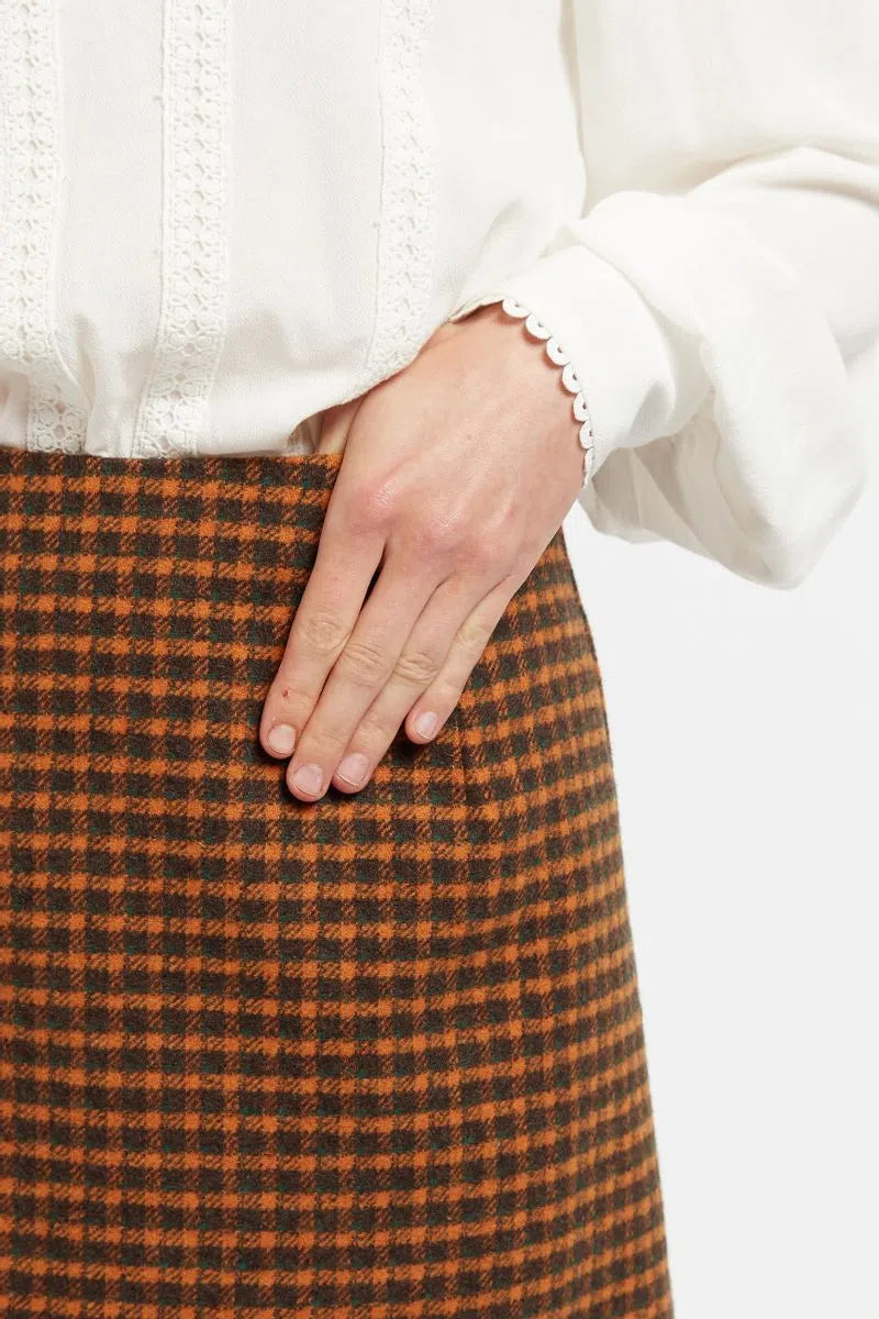 Louche Aubin Cottage Check A Line Mini Skirt Ginger