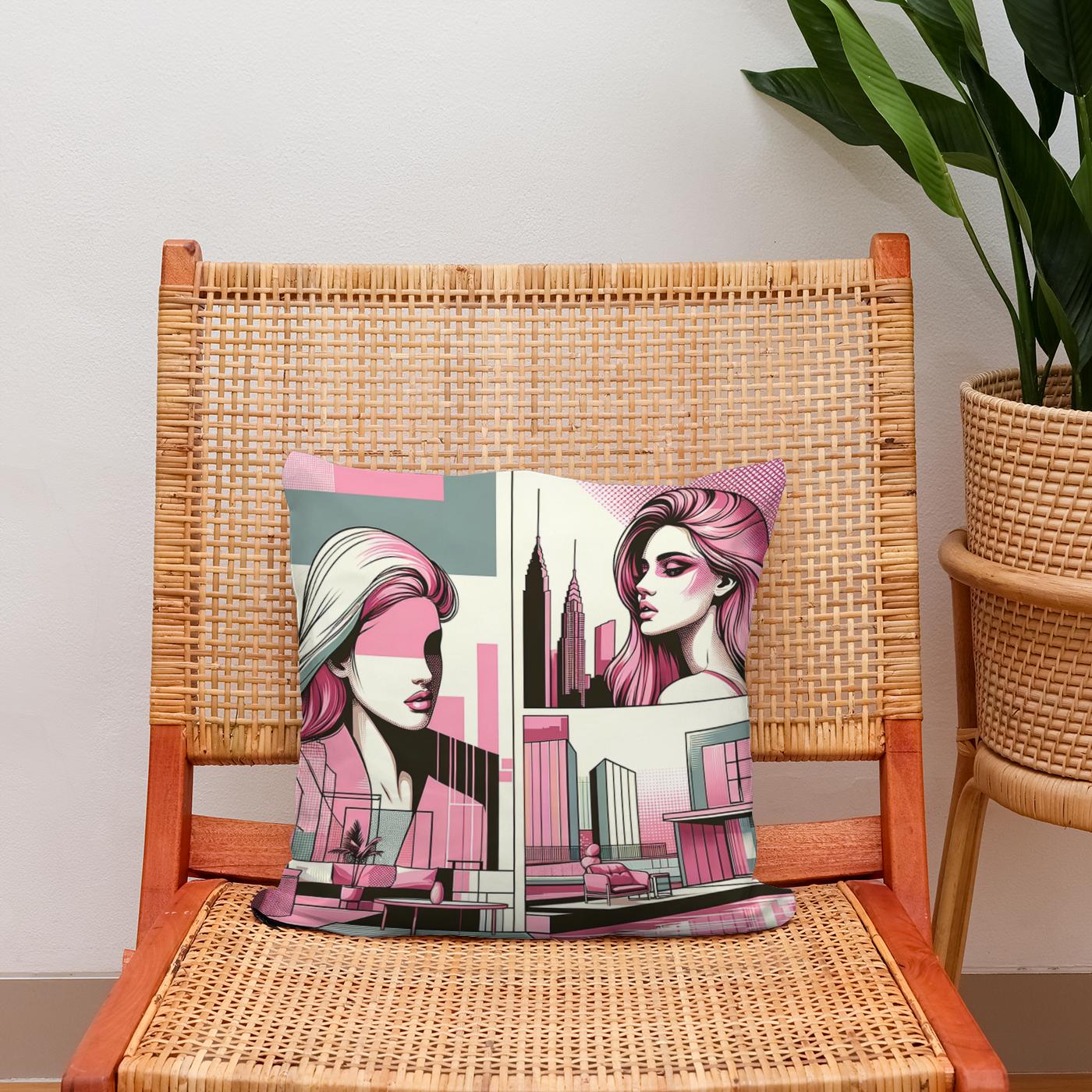 Urban Elegance: Modern Pop Art Cotton Cushion