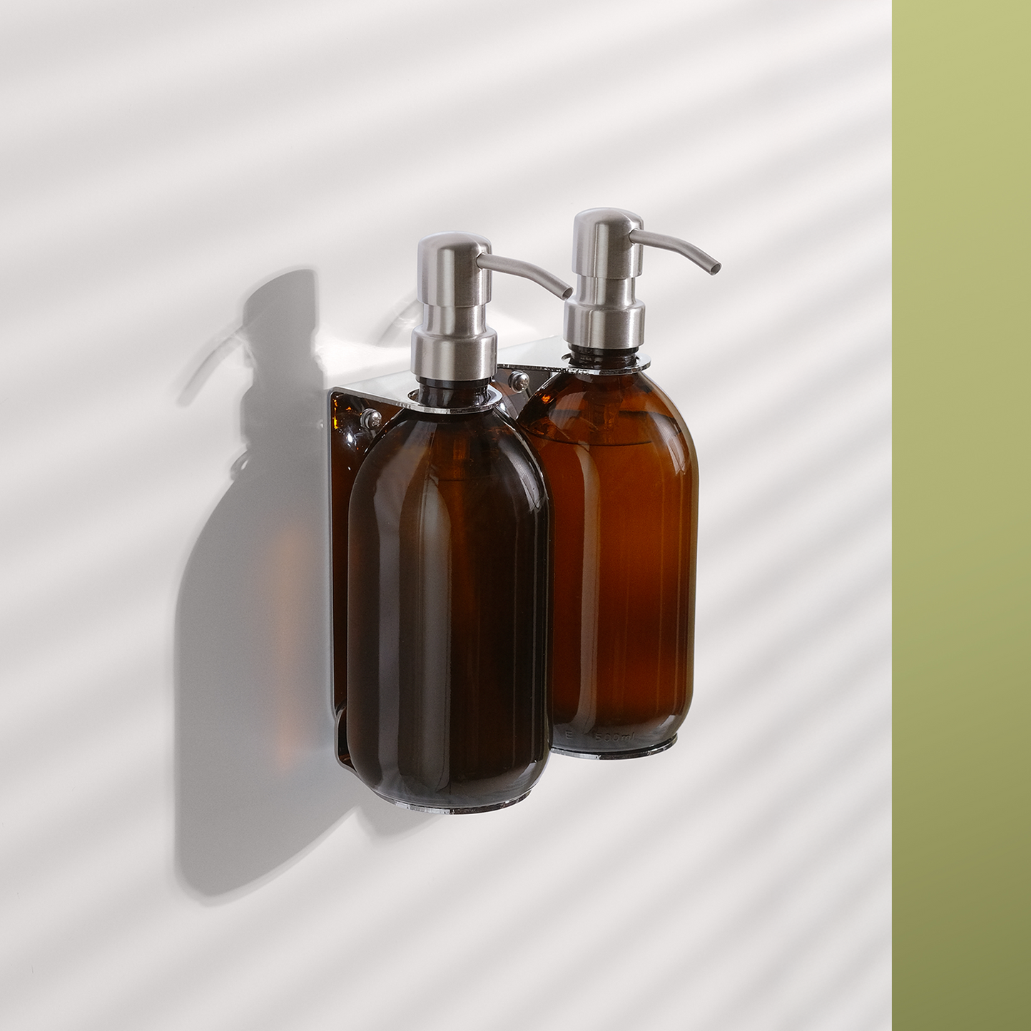 Chrome Double Wall Mounted Soap Dispenser