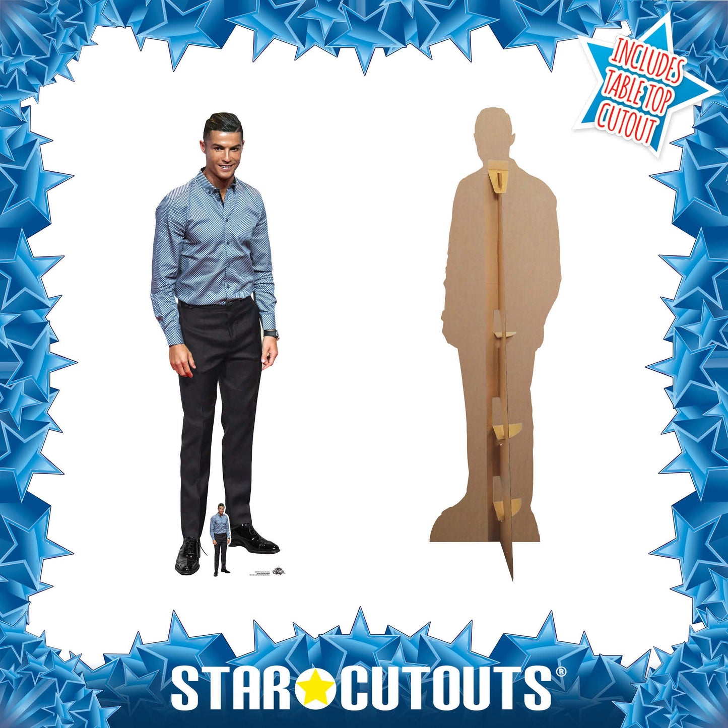 CS1138 Cristiano Ronaldo Blue Shirt Footballer World Cup 2026 Height 188cm Lifesize Cardboard Cut Out With Mini