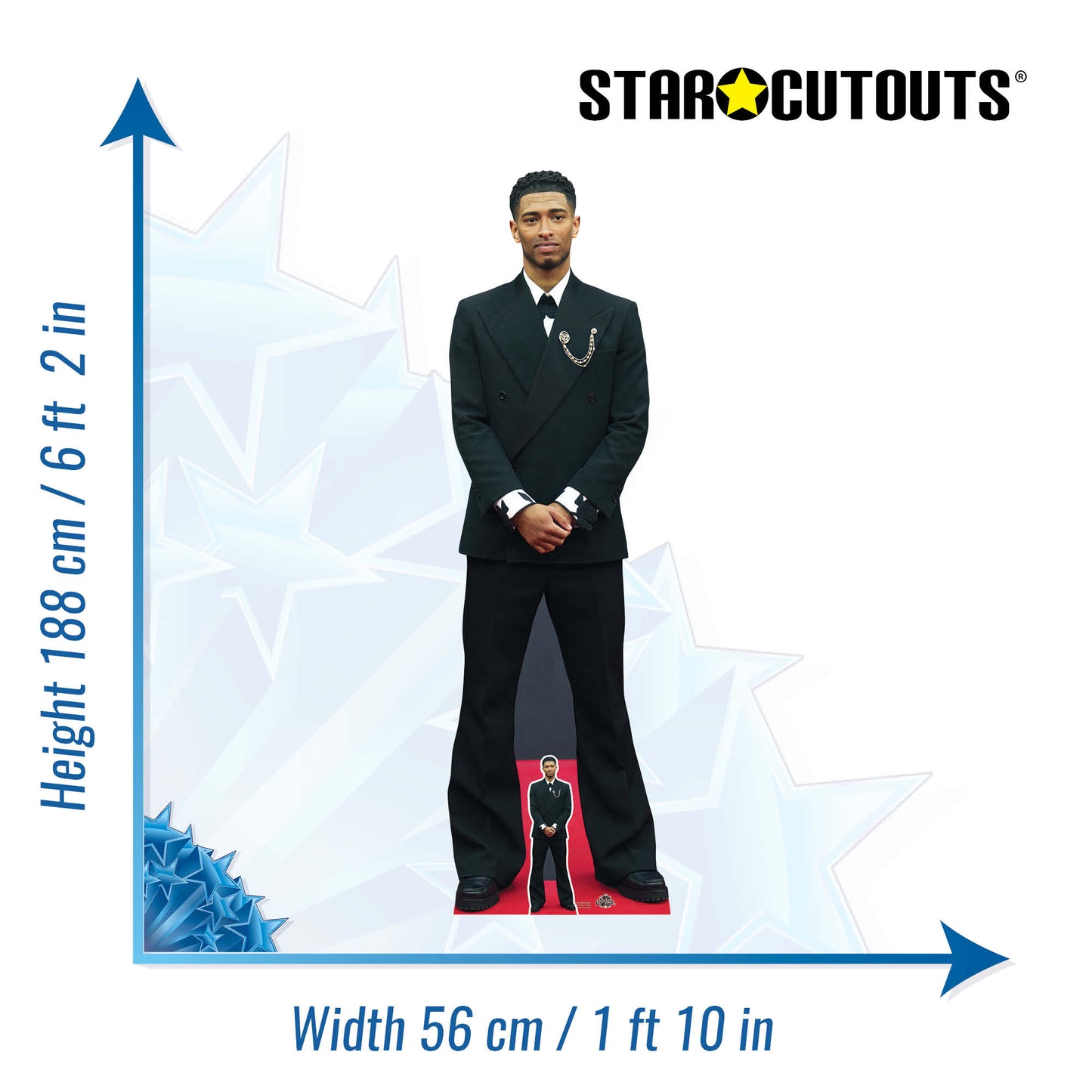 CS1149 Jude Bellingham Footballer World Cup 2026 Height 188cm Lifesize Cardboard Cut Out With Mini
