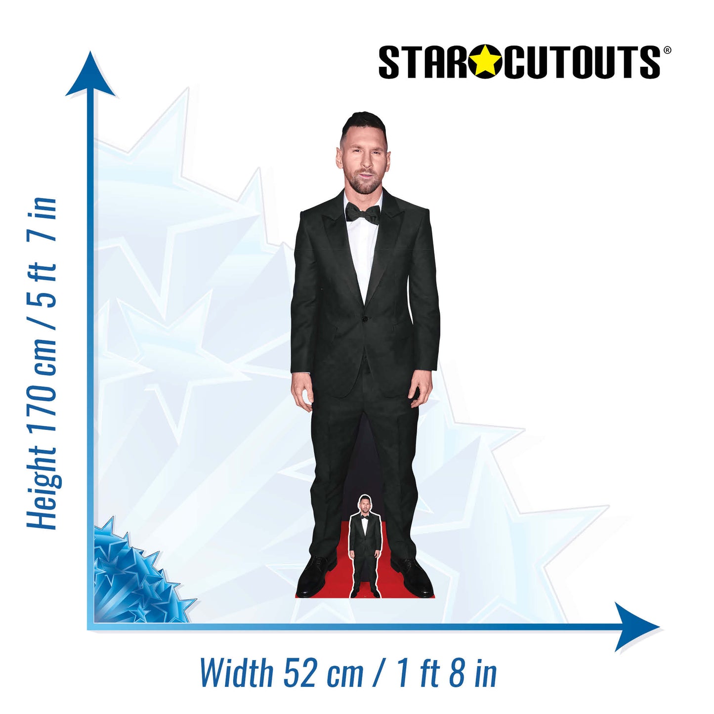 CS1170 Lionel Messi Footballer World Cup 2026 Black Suit Height 170cm Lifesize Cardboard Cut Out With Mini