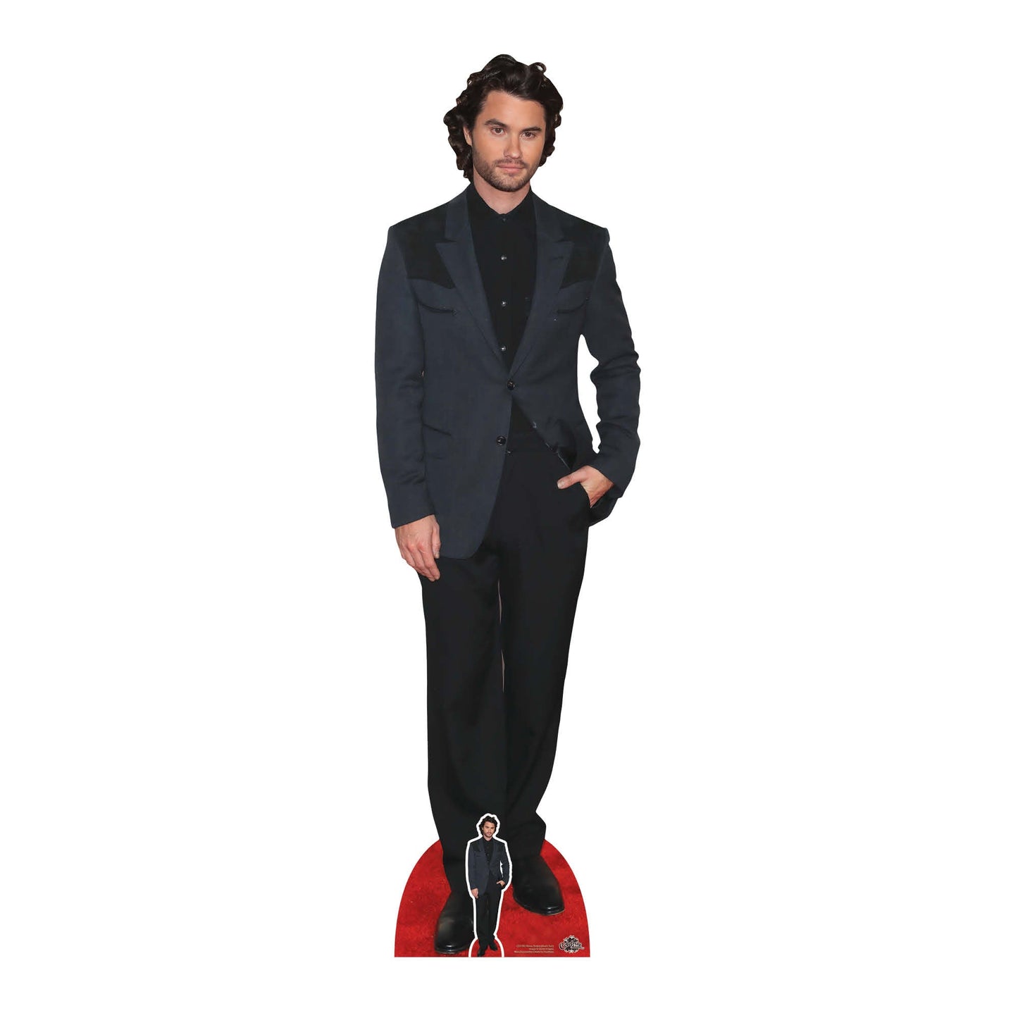 CS1186 Chase Stokes Black Suit Height 186cm Cardboard Cutout with Mini