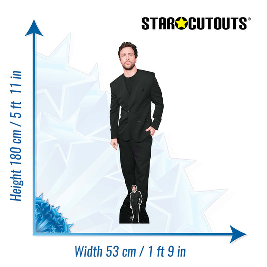 CS1220 Aaron Taylor-Johnson Black Suit Height 180cm Lifesize Cardboard Cut Out With Mini