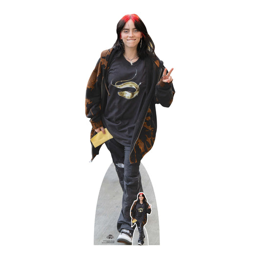 CS1262 B Eilish Smiling Peace Sign Cardboard Cutout  Height 162cm