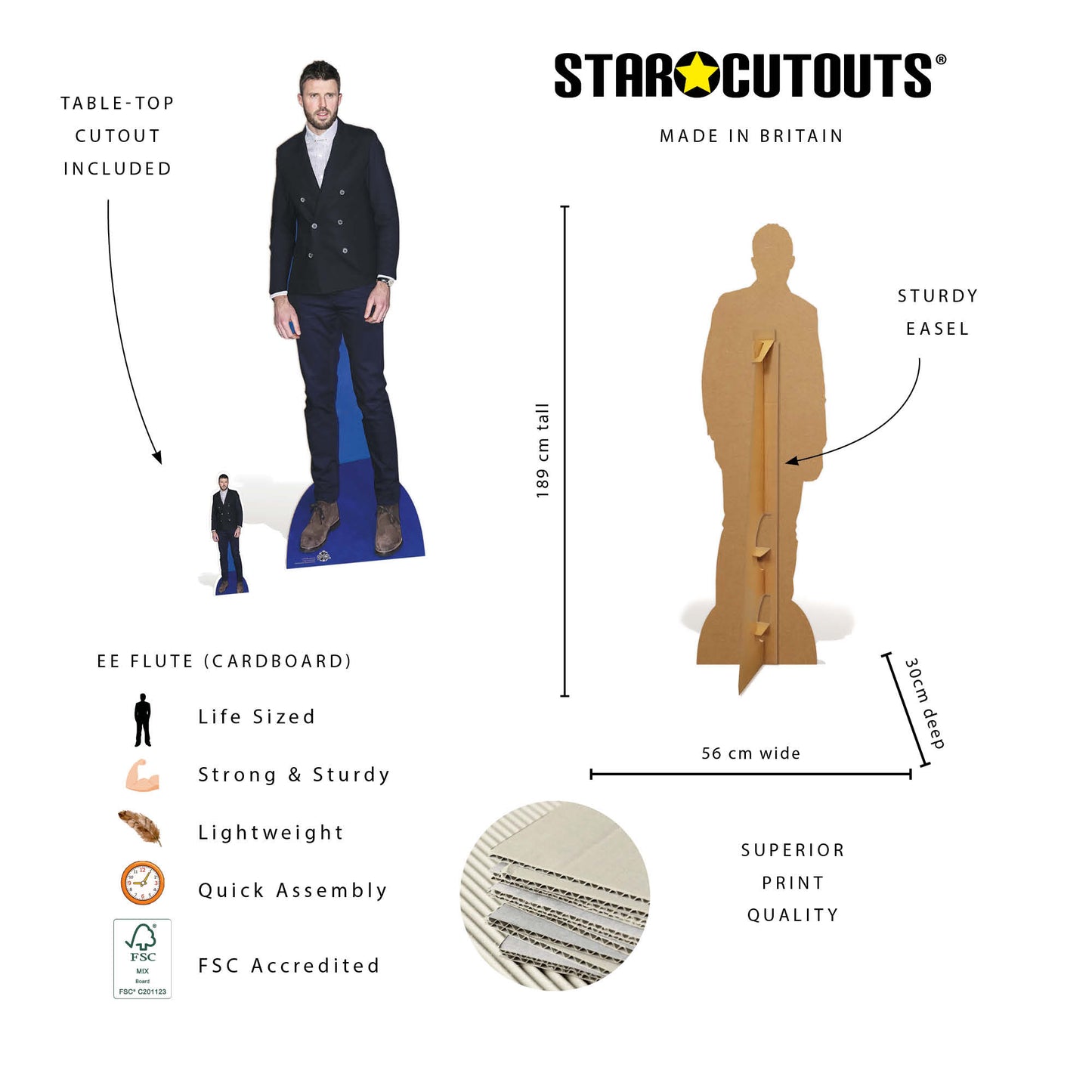 CS1283 Michael Carrick Cardboard Cutout Height 189cm