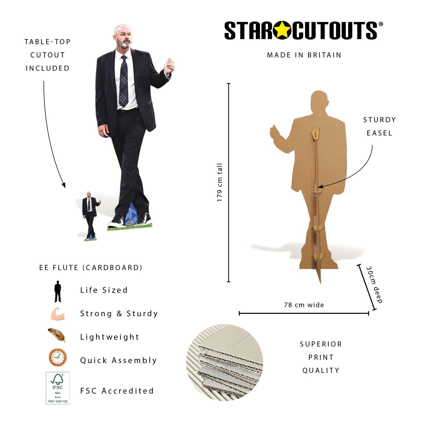 CS1285 Steve Clarke World Cup 2026  Scotland Football Manager Cardboard Cutout Height 179cm