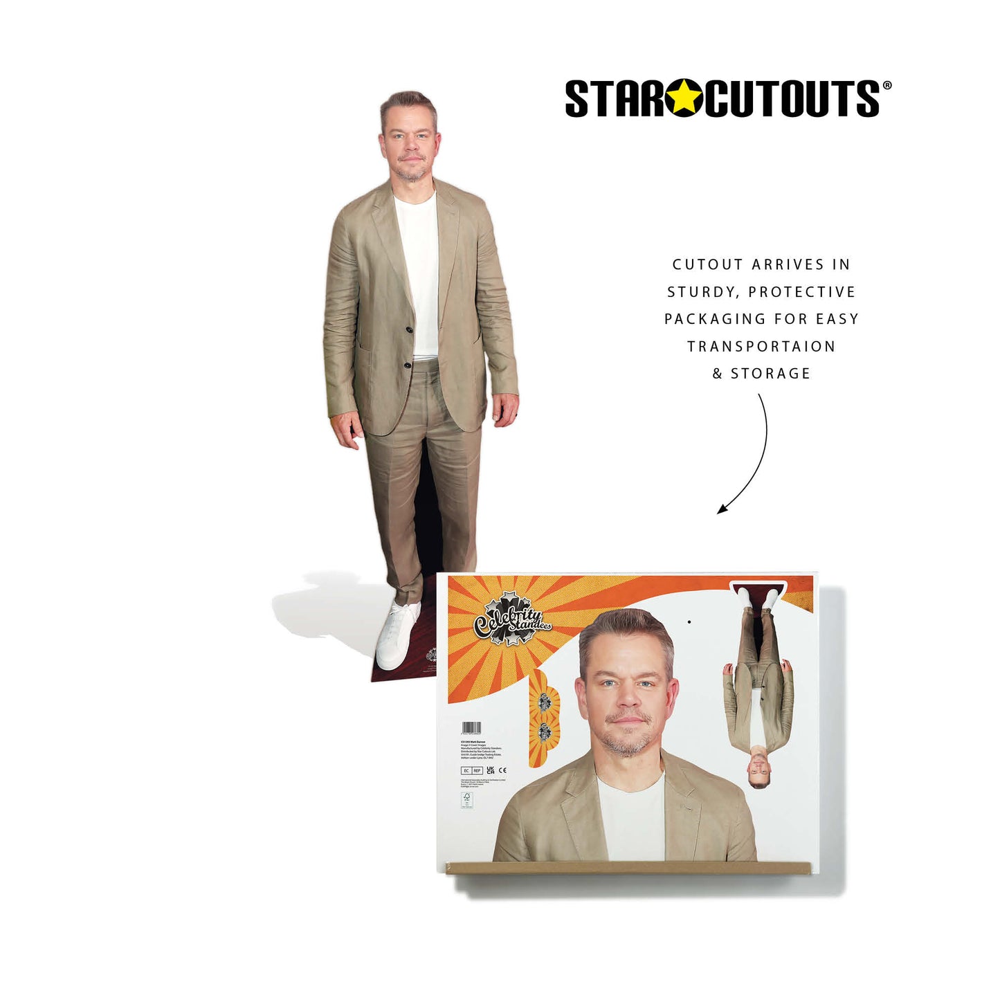 CS1293 Matt Damon Cardboard Cutout Height 179cm
