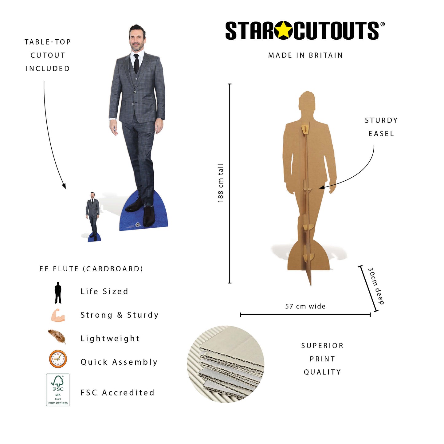 CS1311 Jon Hamm Suit Cardboard Cutout Height 188cm