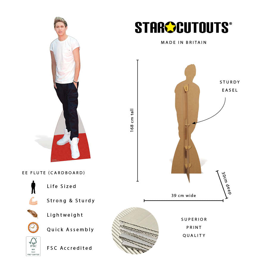CS581 Niall Horan White T Shirt Height 168cm Lifesize Cardboard Cutout