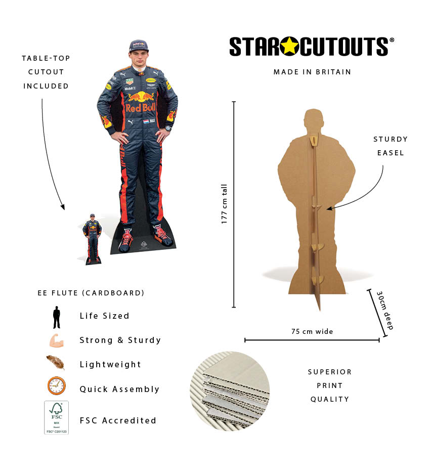 CS667 Max Verstappen Height 177cm Lifesize Cardboard Cut Out With Mini
