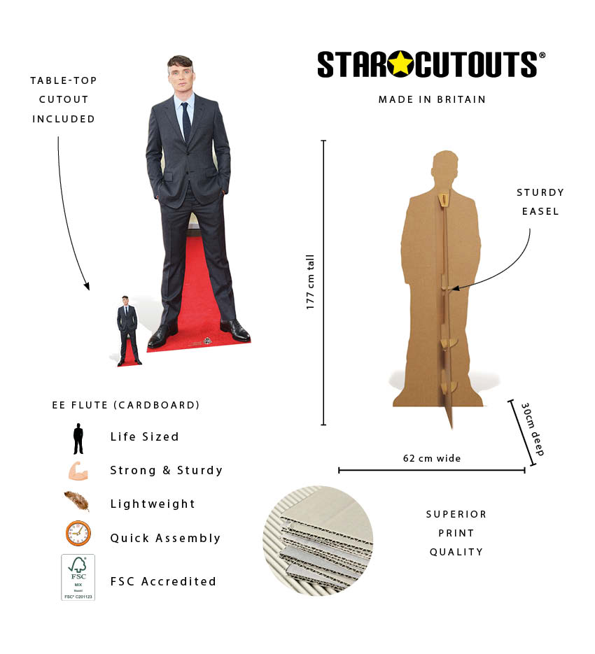 CS725 Cillian Murphy Height 177cm Lifesize Cardboard Cut Out With Mini