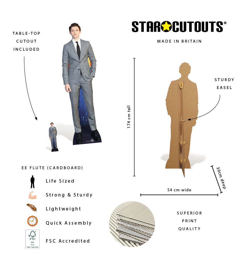 CS756 Tom Holland Height 174cm Lifesize Cardboard Cut Out With Mini