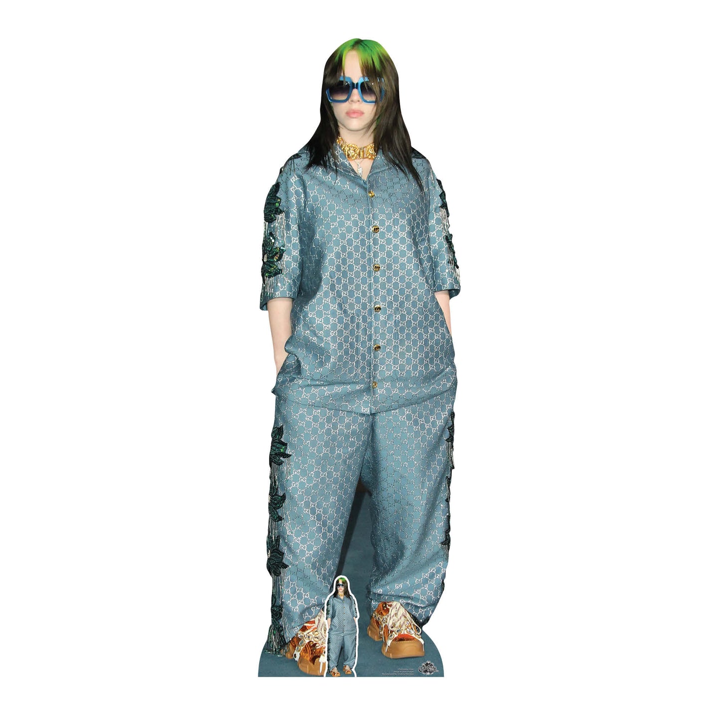CS824 Billie Eilish Shades Green Hair Height 163cm Lifesize Cardboard Cut Out With Mini