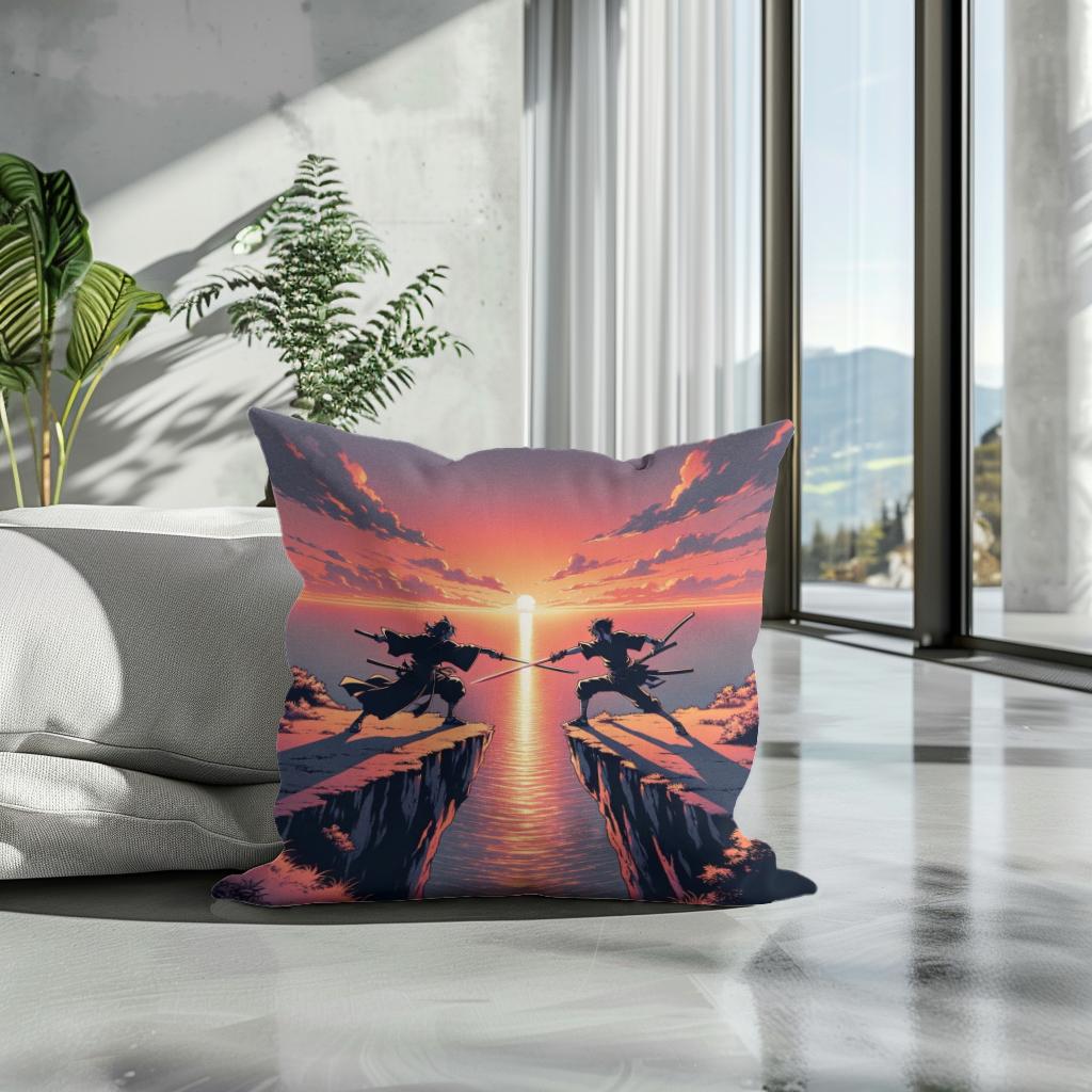 Sunset Sword Duel Cotton Cushion