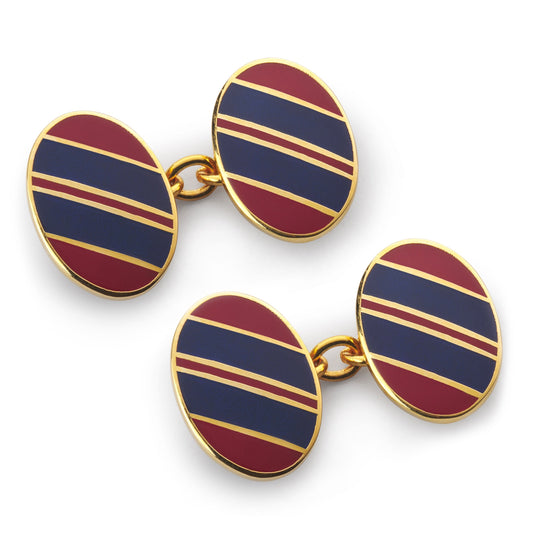 Wide Stripe Chain Cufflinks In Navy And Red