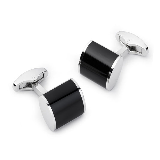 Neo Onyx Cufflinks In Silver