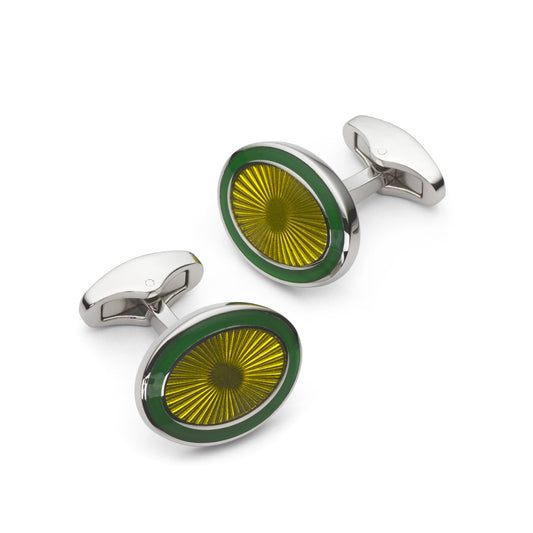 Sunburst Enamel Cufflinks In Emerald