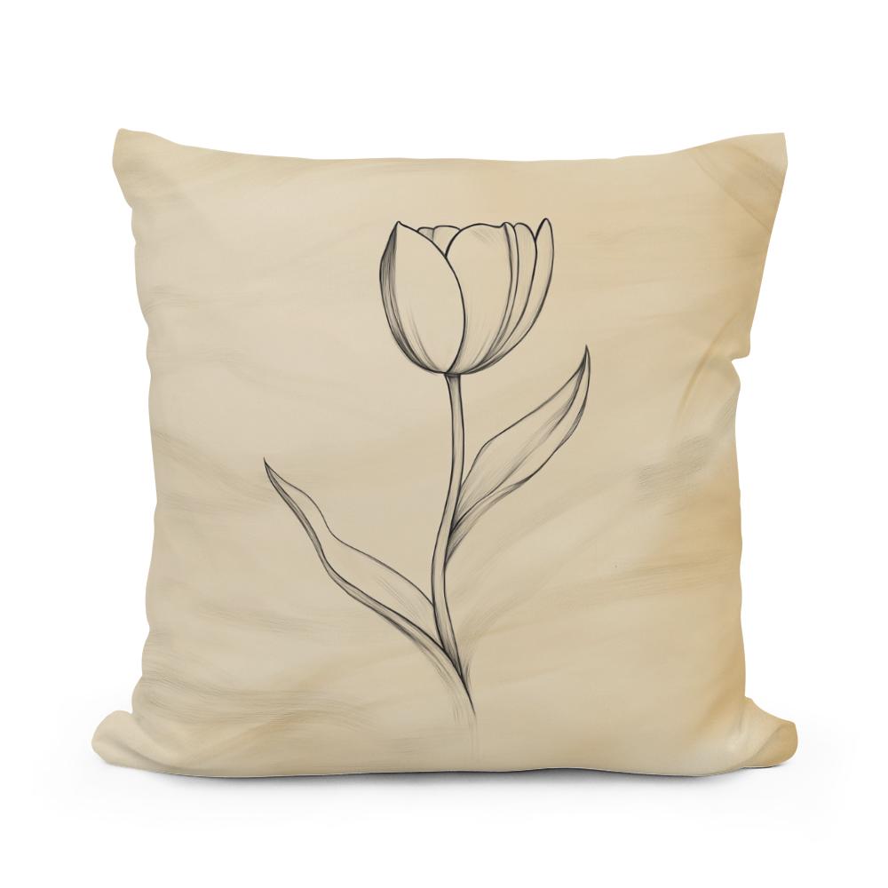 Tulip Outline Cotton Cushion