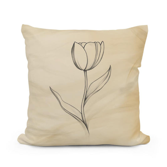 Tulip Outline Cotton Cushion