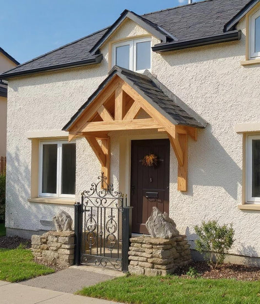 Solid Pine Wood Door Canopy Porch Kit – Outdoor Timber Entrance Cover
