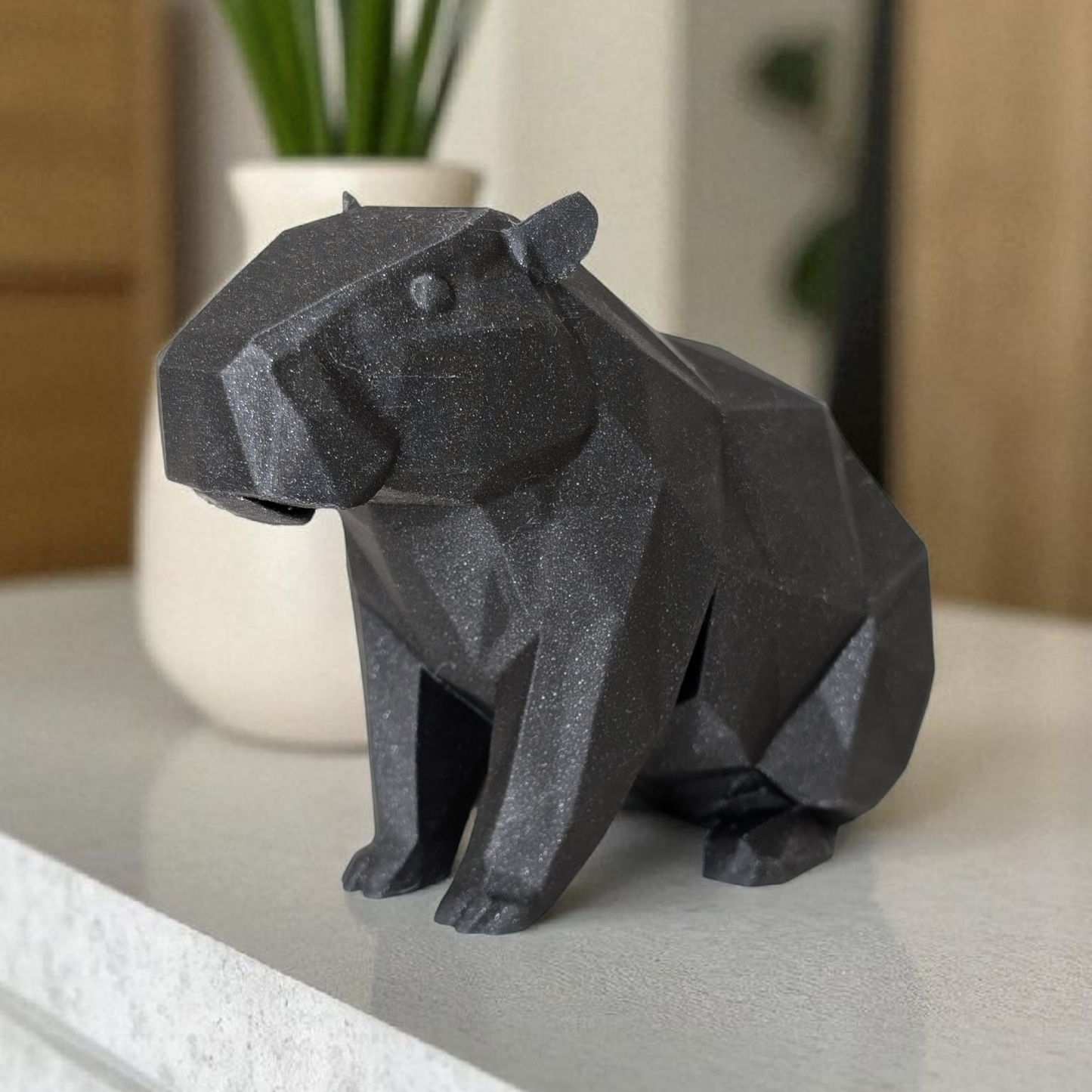 Sculpture #34 | Geometric Capybara Statue | Modern 3D Printed Desk Decor