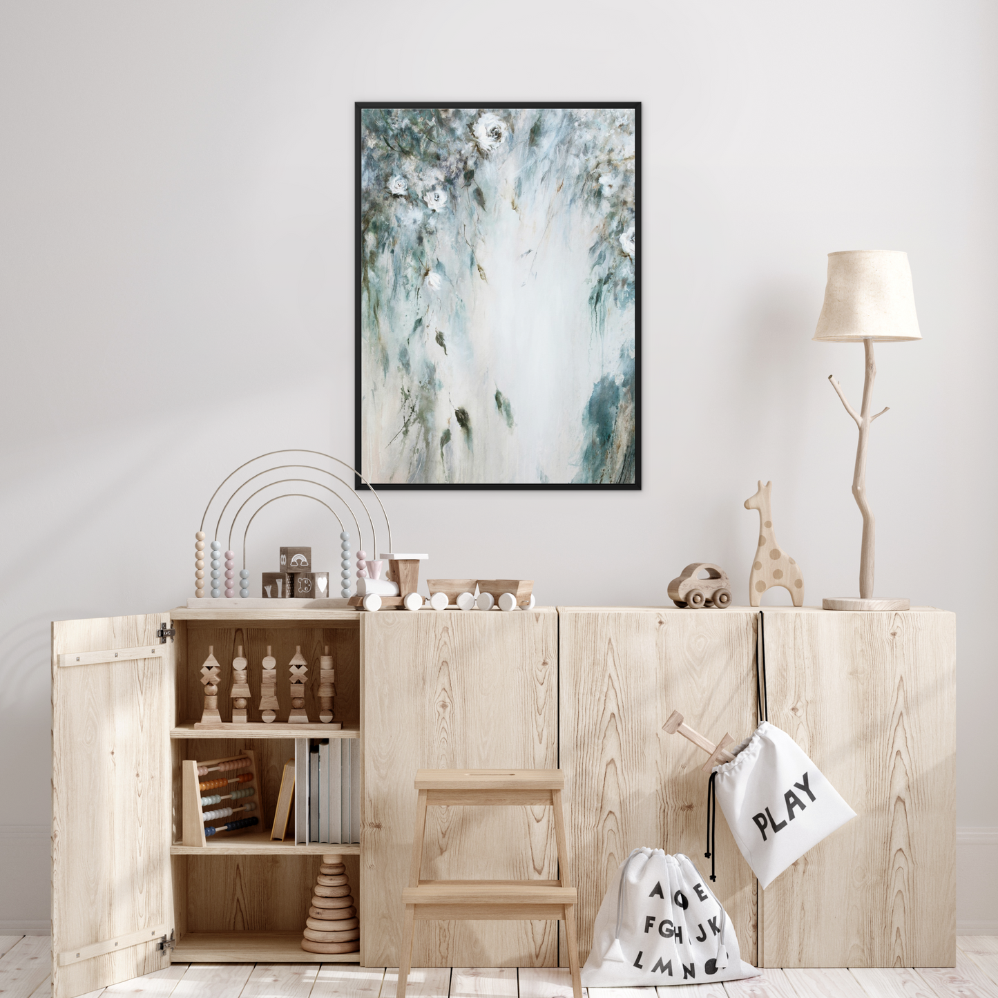 Cascade I Portrait Framed Printed Canvas