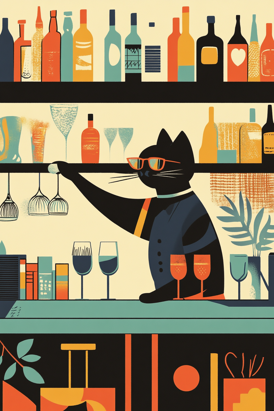 Cat Bartender's Whiskered Canvas
