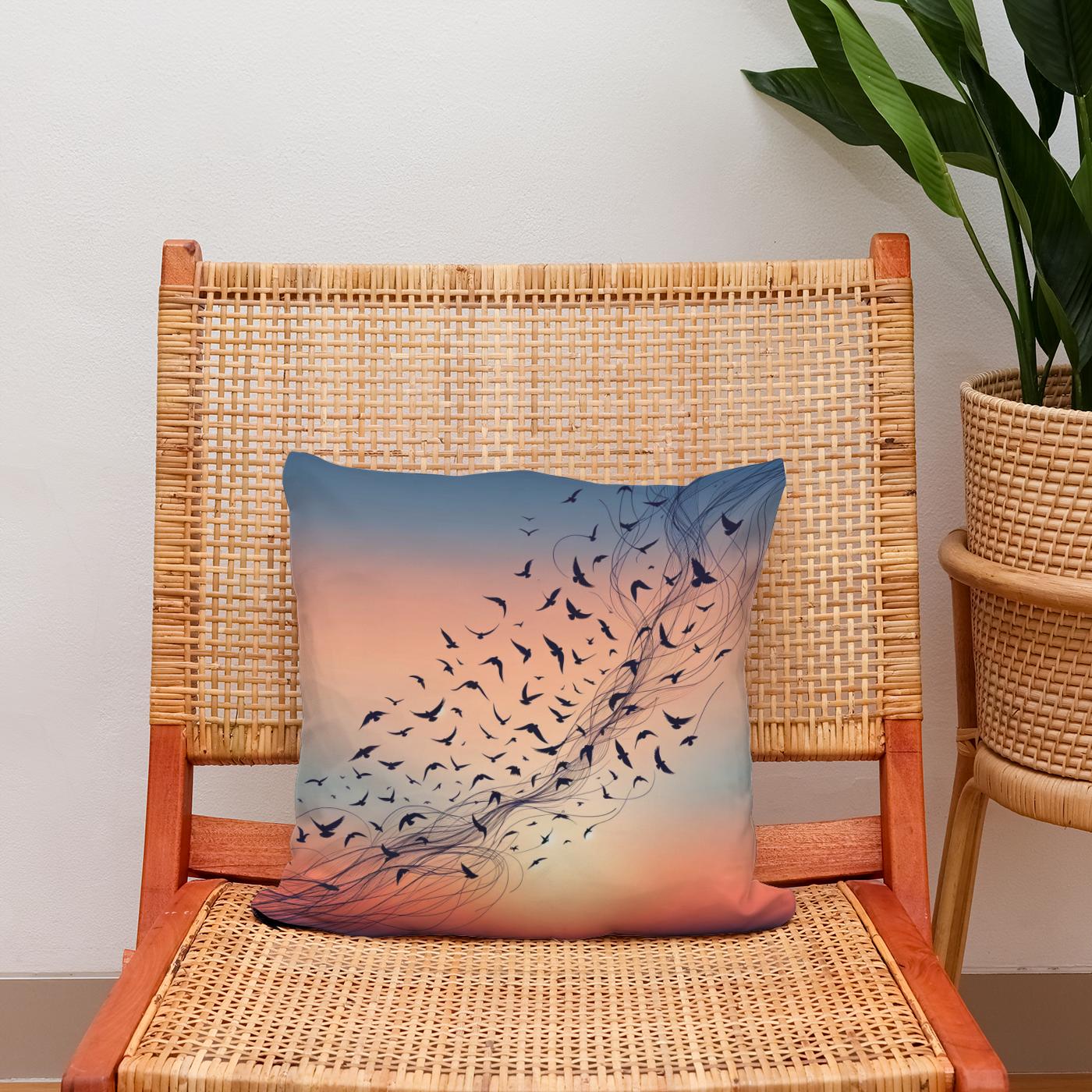 Twilight Avian Ballet Cotton Cushion