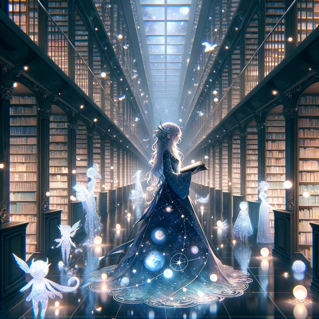 Celestial Librarian's Realm Cotton Cushion
