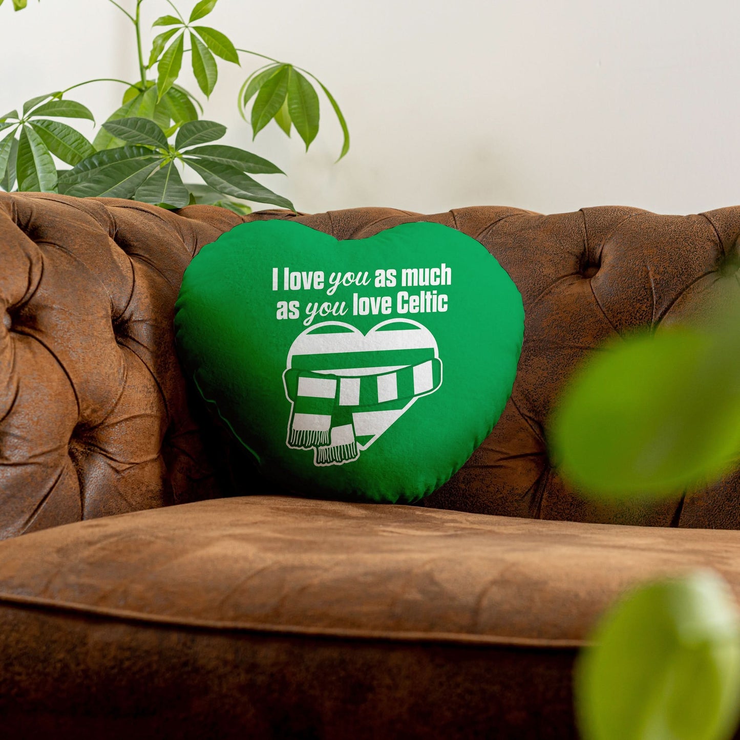 Love You as much as You Love Celtic - Heart Shaped Cushion