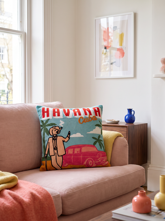 Havana Cuba Needlepoint Pillow