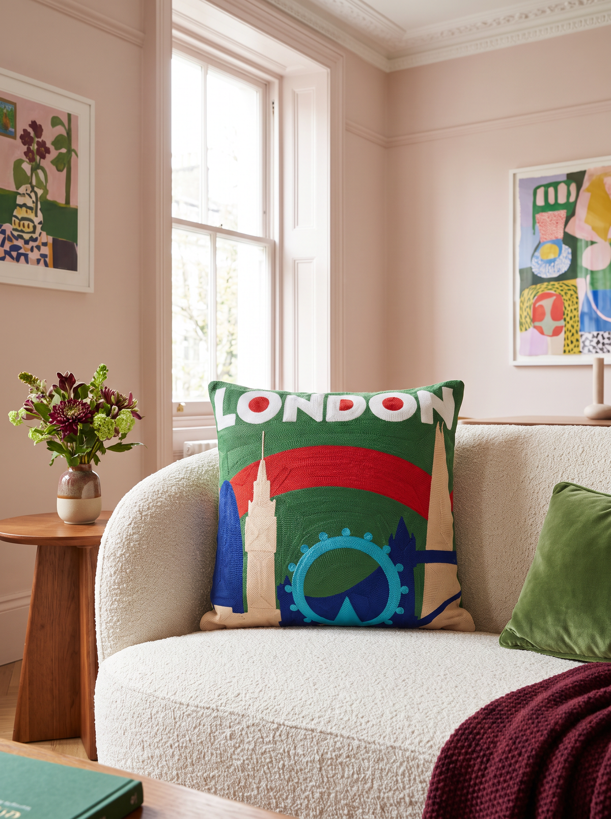 London Needlepoint Pillow
