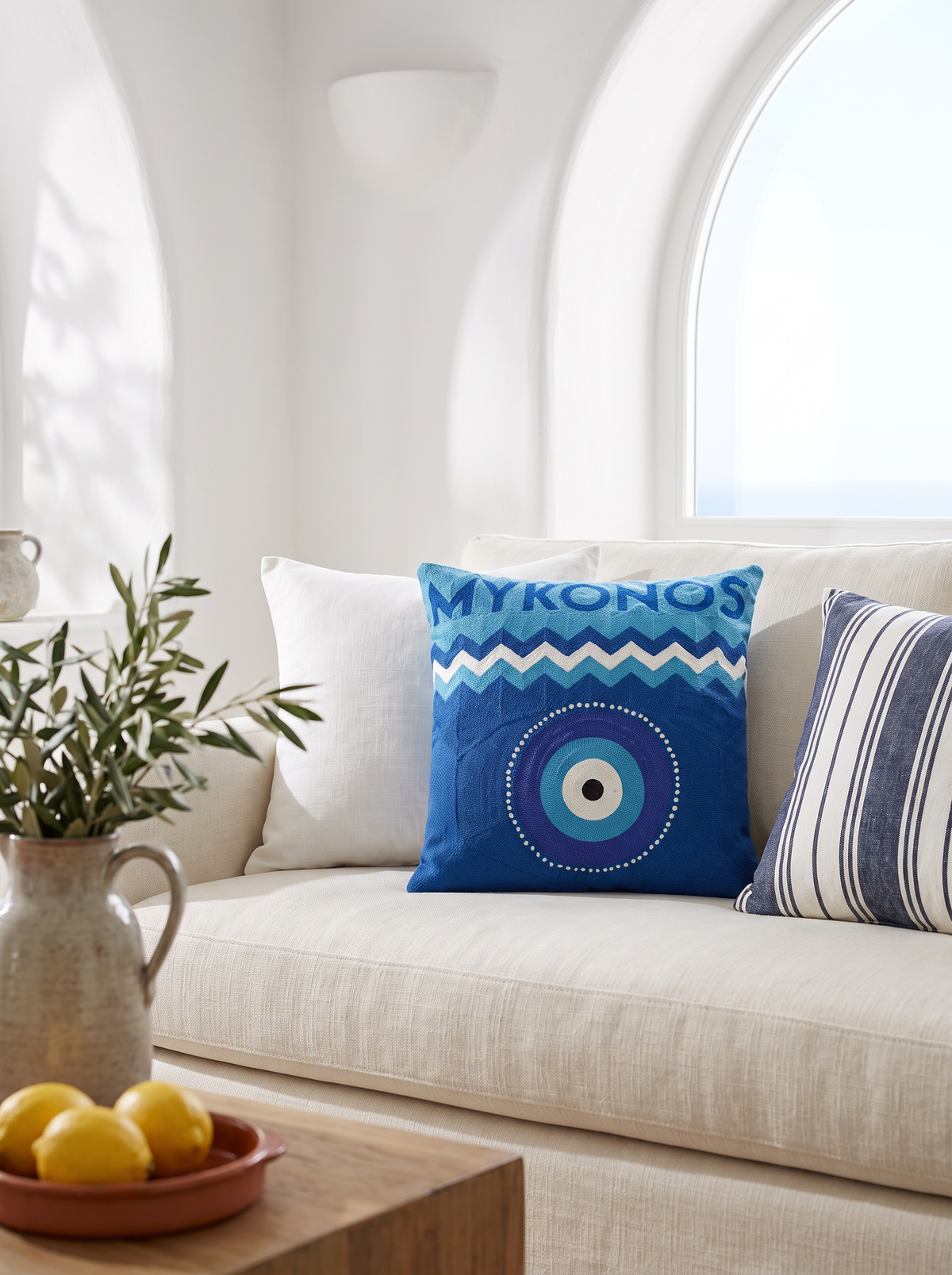 Mykonos Needlepoint Pillow