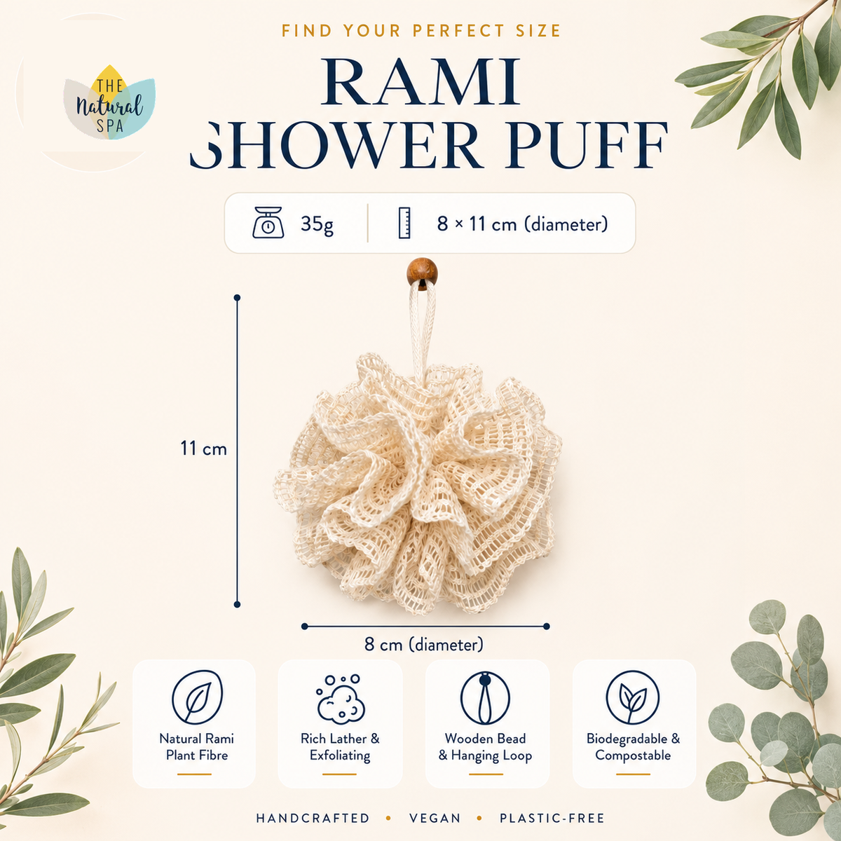 Rami Shower Puff – Exfoliating, Reusable & Eco-Friendly