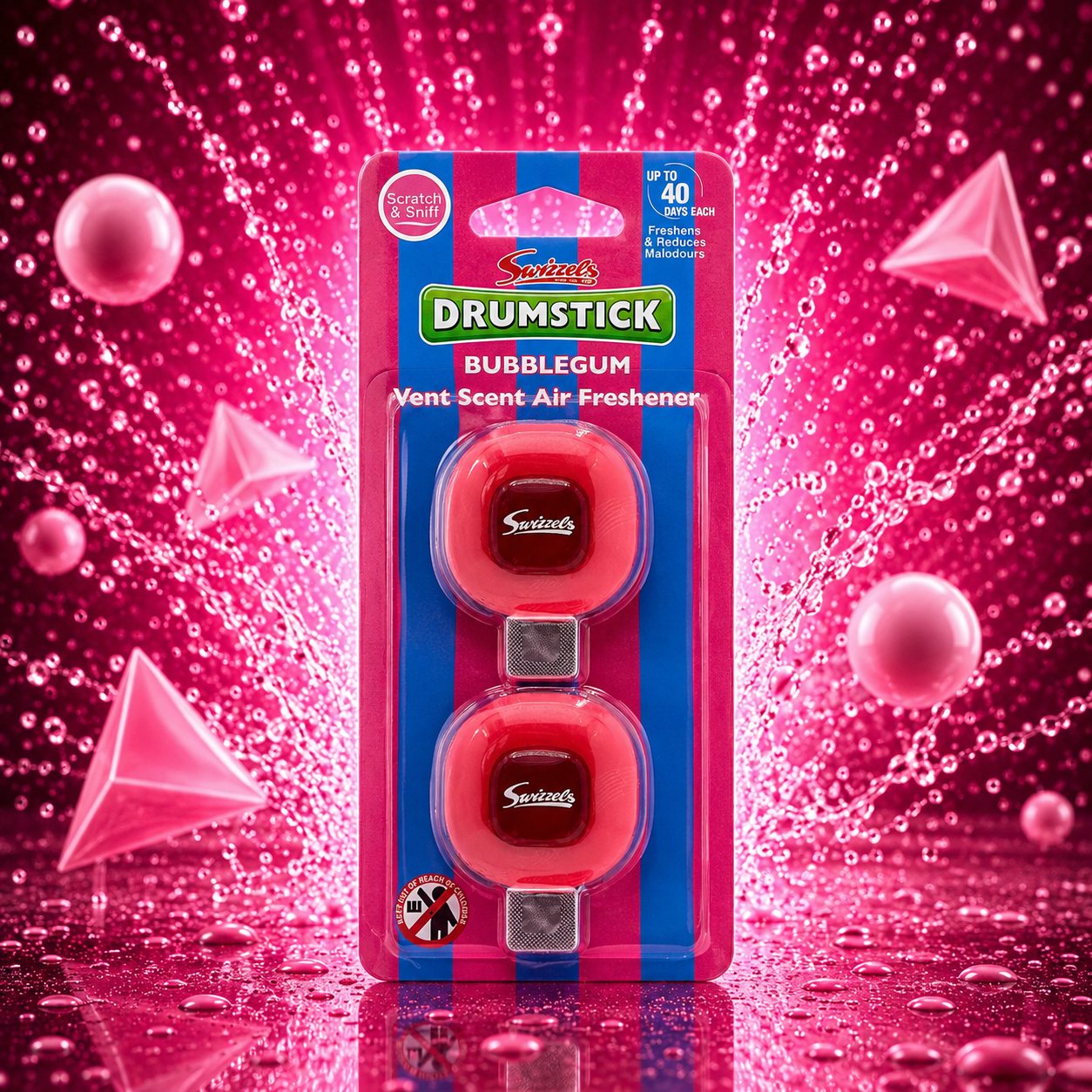 Swizzels Bubblegum Drumstick Twin Vent Clip Car Air Freshener