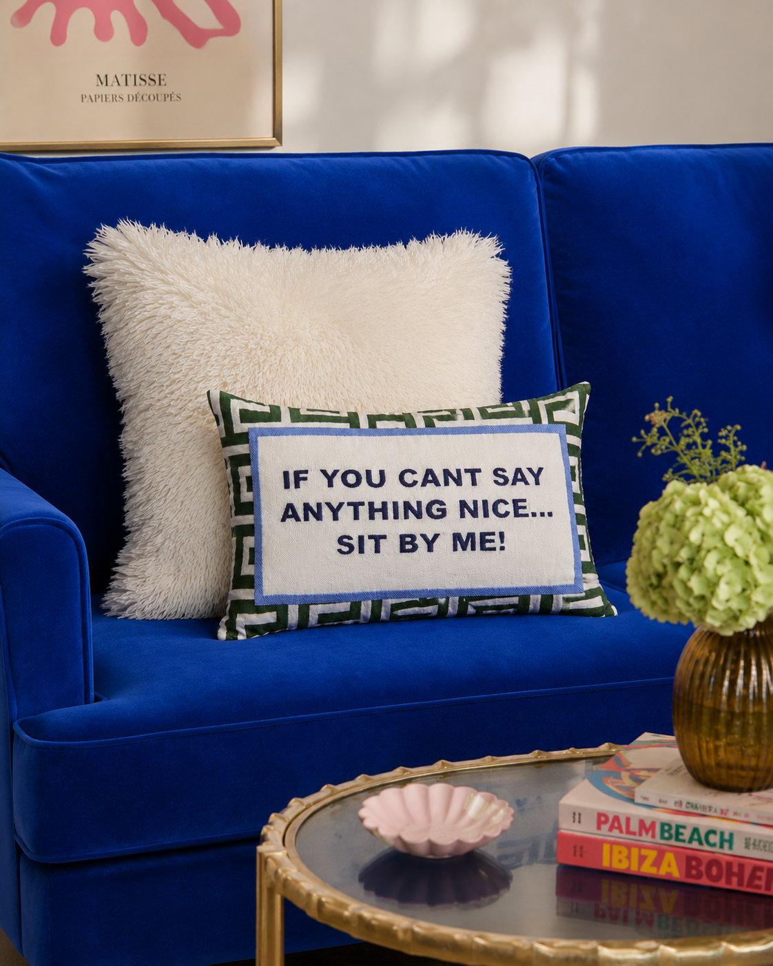 If You Can't Say Anything Nice...Sit By Me Needlepoint Cushion