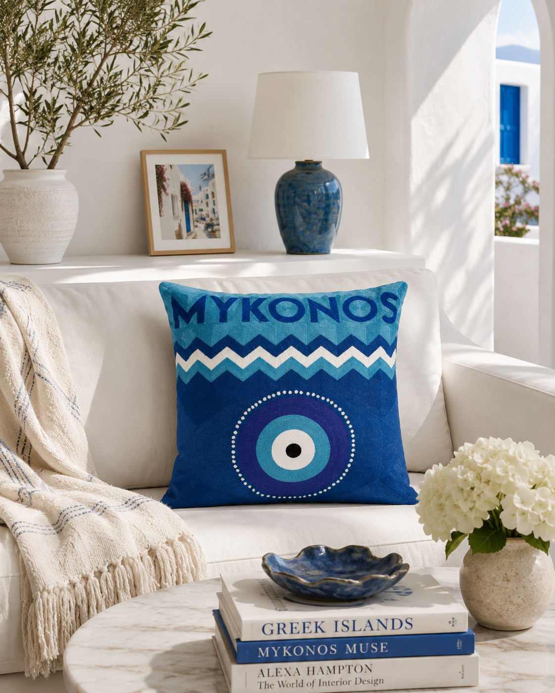 Mykonos Needlepoint Cushion