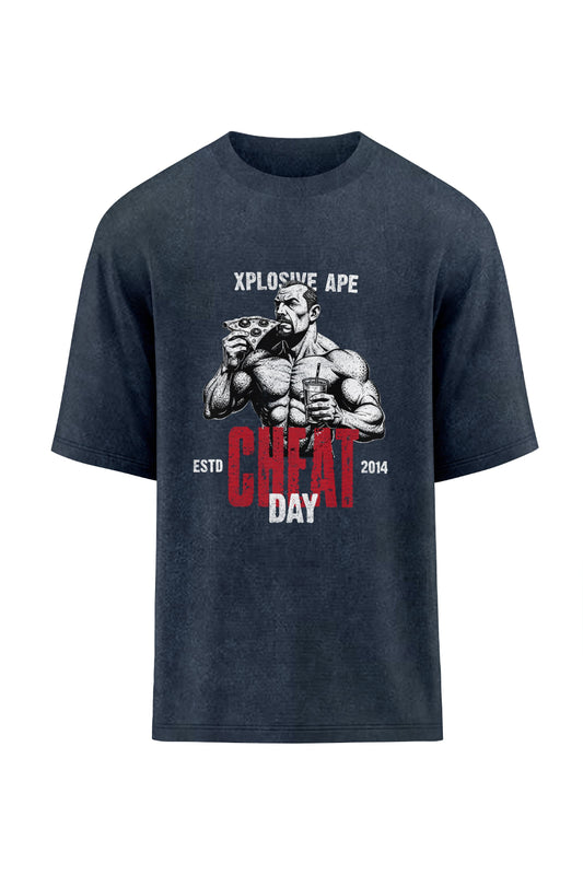 XAPE Cheat Day Oversized Tee - Acid Wash Black
