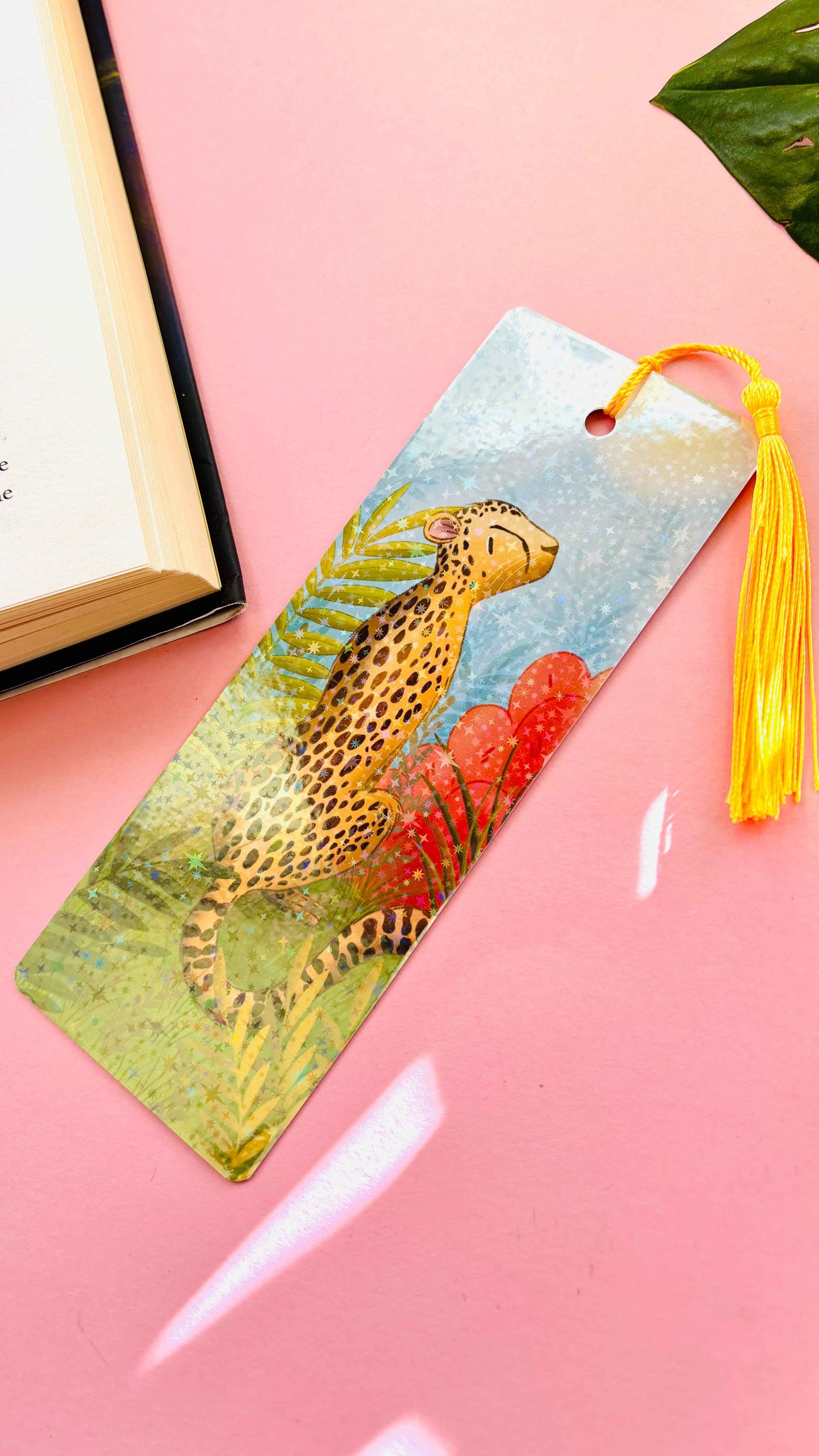 Cheetah Gift Holographic Bookmark- Handmade Wildlife Gift