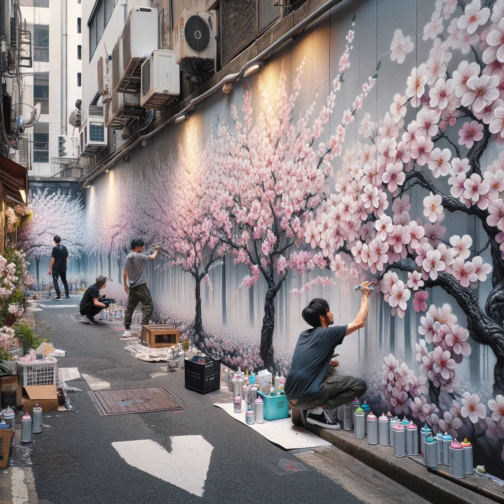 Cherry Blossom Graffiti Canvas