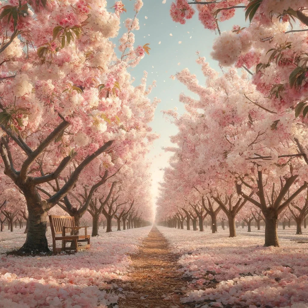 Cherry Blossom Orchard Cotton Cushion