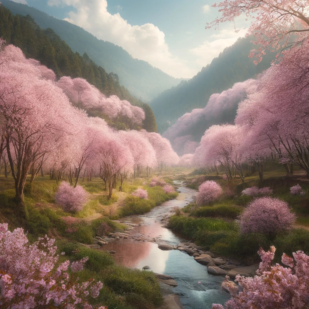 Cherry Blossom Valley Cotton Cushion