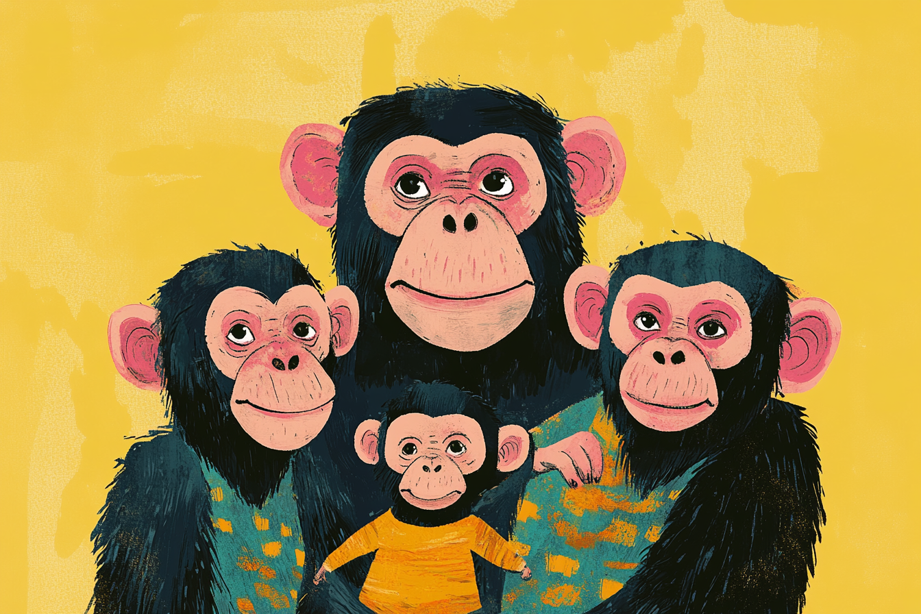 Chimpanzee Family Canvas