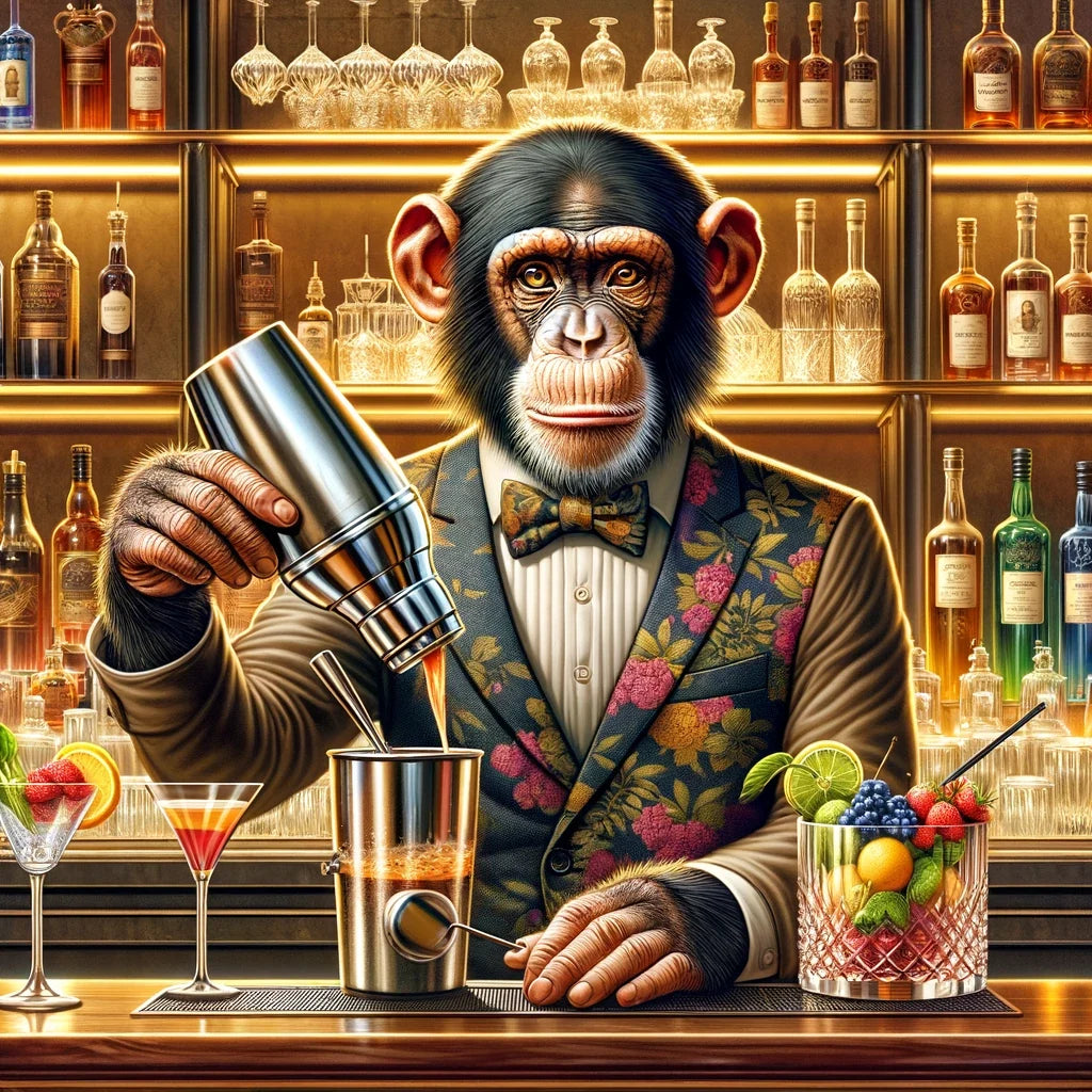 Chimpanzee Mixologist Cotton Cushion