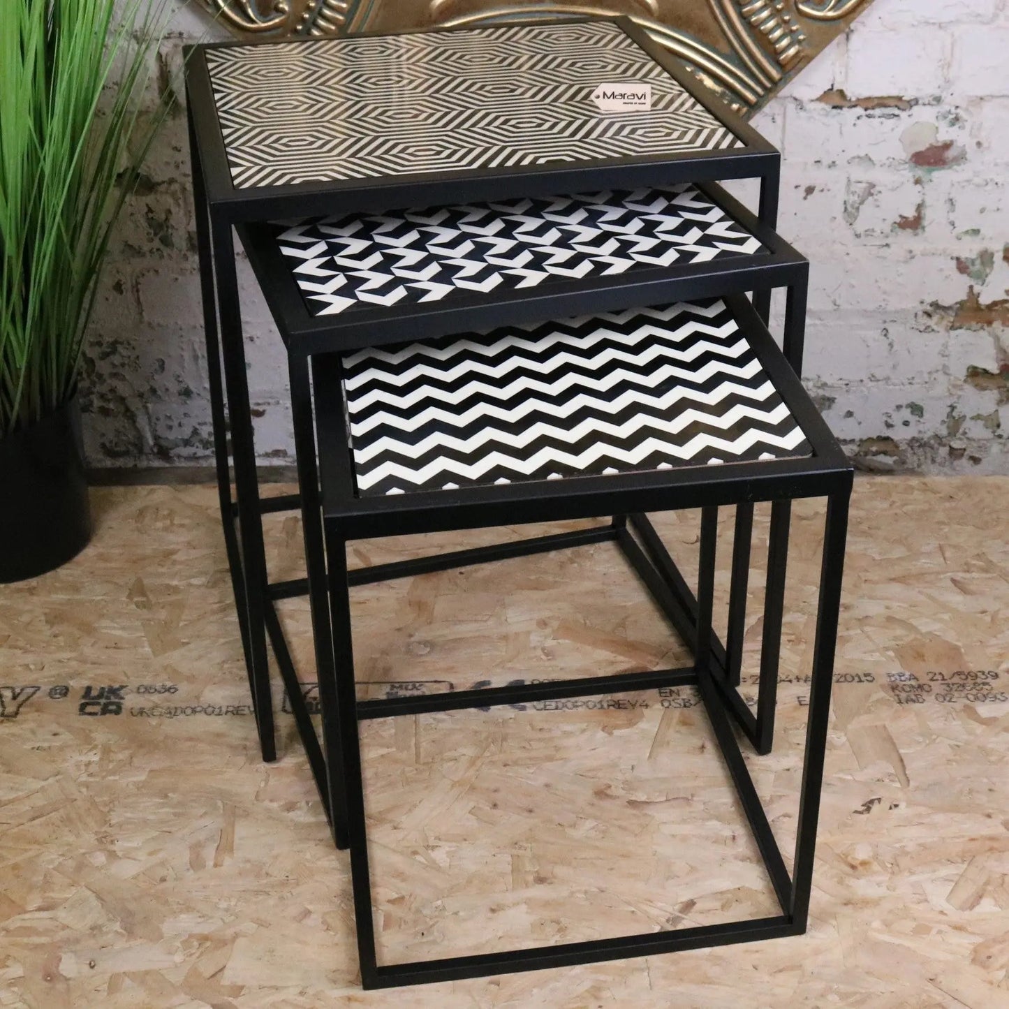 Chinta Modern Black Square Nesting Side Tables