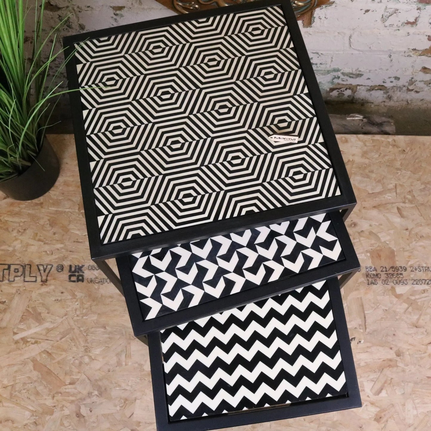 Chinta Modern Black Square Nesting Side Tables