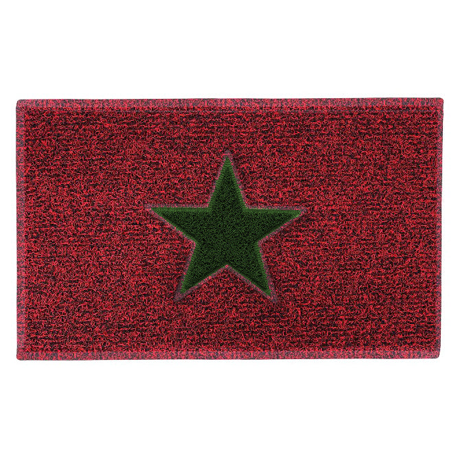 Christmas Star PVC Spaghetti Doormat - Red & Green Design