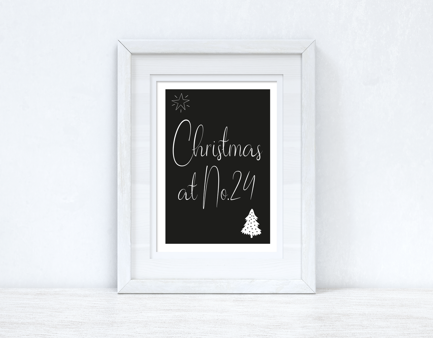 Personalised Christmas At No Black Background Winter Christmas Seasonal Wall Home Decor Print