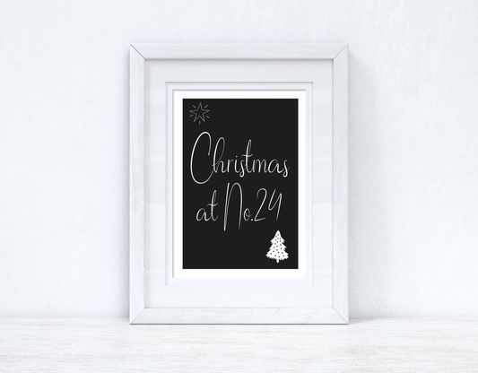 Personalised Christmas At No Black Background Winter Christmas Seasonal Wall Home Decor Print